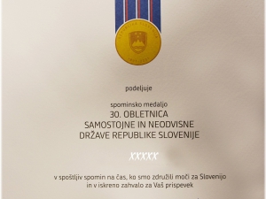 Podelitev spominskih medalj ob 30- letnici samostojne in neodvisne države Republike Slovenije, Apače